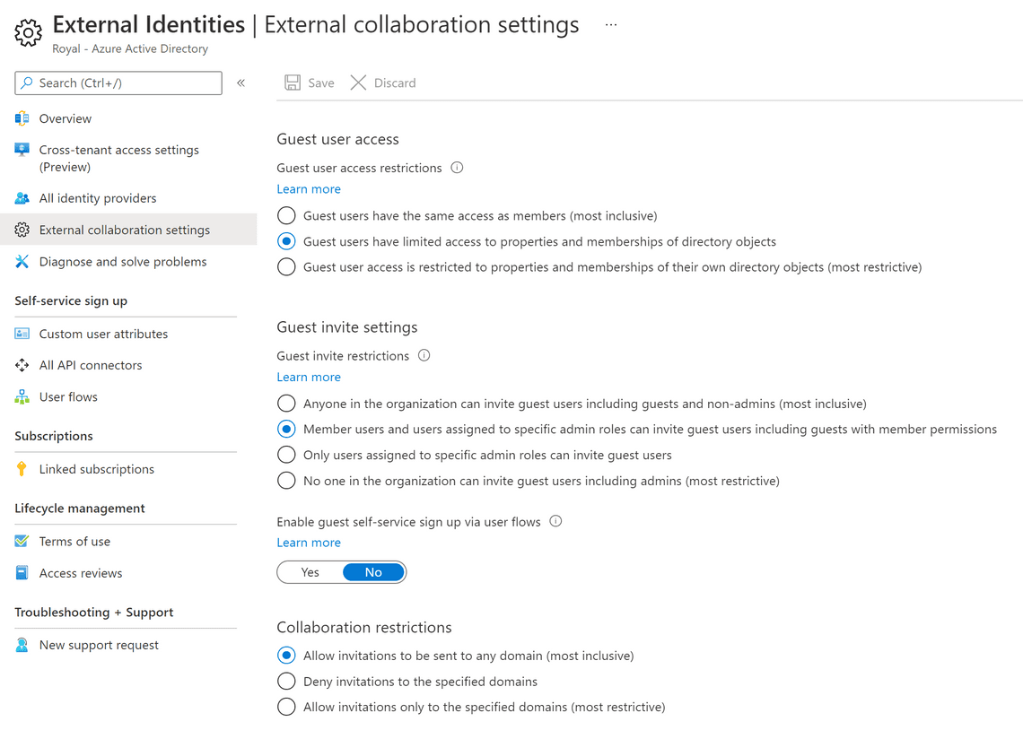 Azure AD External collaboration settings
