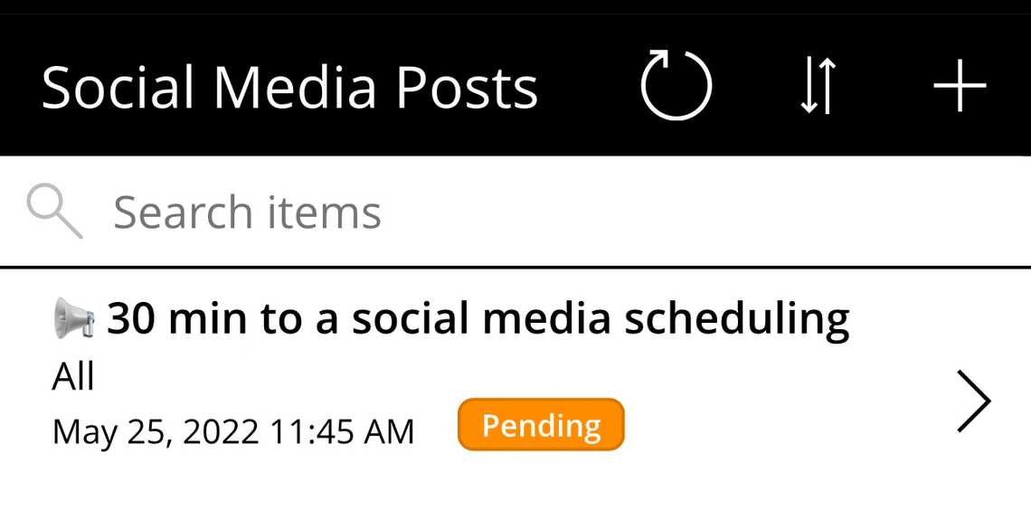 Figure 7: List of created posts in the Power App