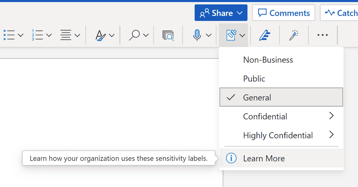 Figure 2: Office Online application sensitivity