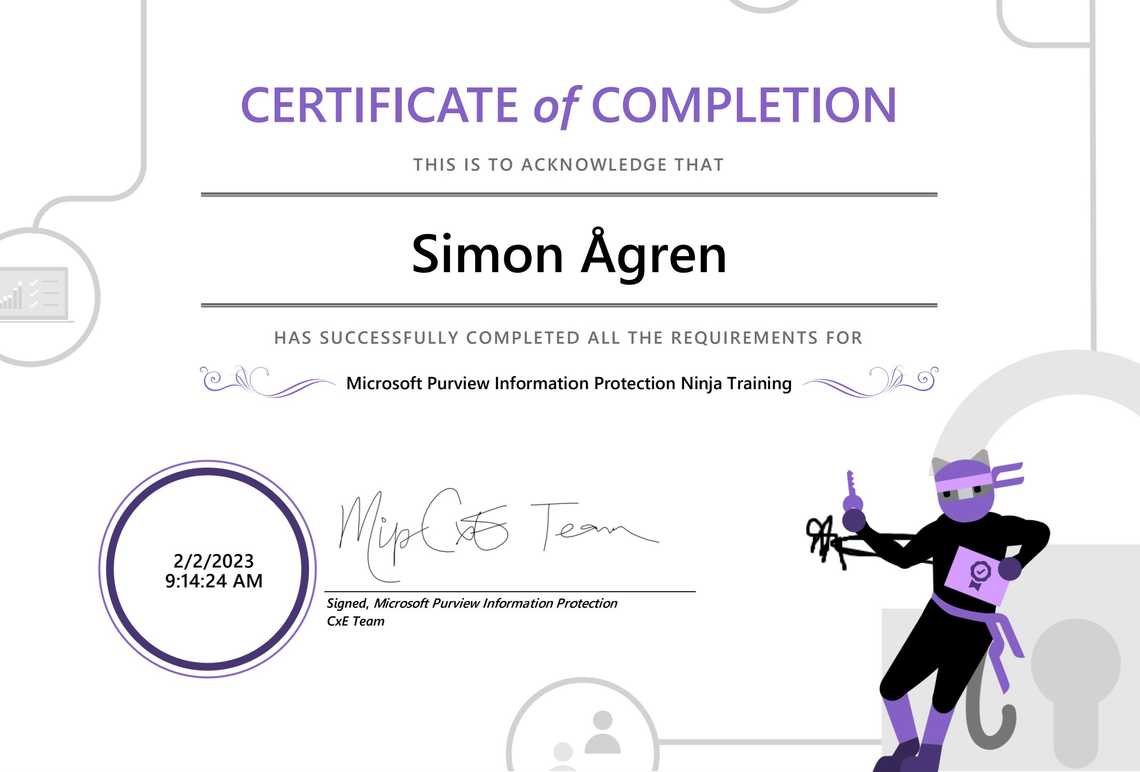 Microsoft Purview Information Protection - certificate of completion