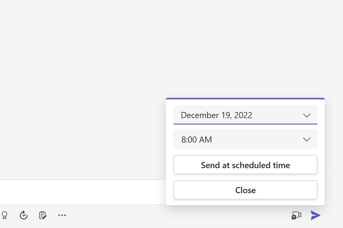 Scheduling a chat message in Microsoft Teams