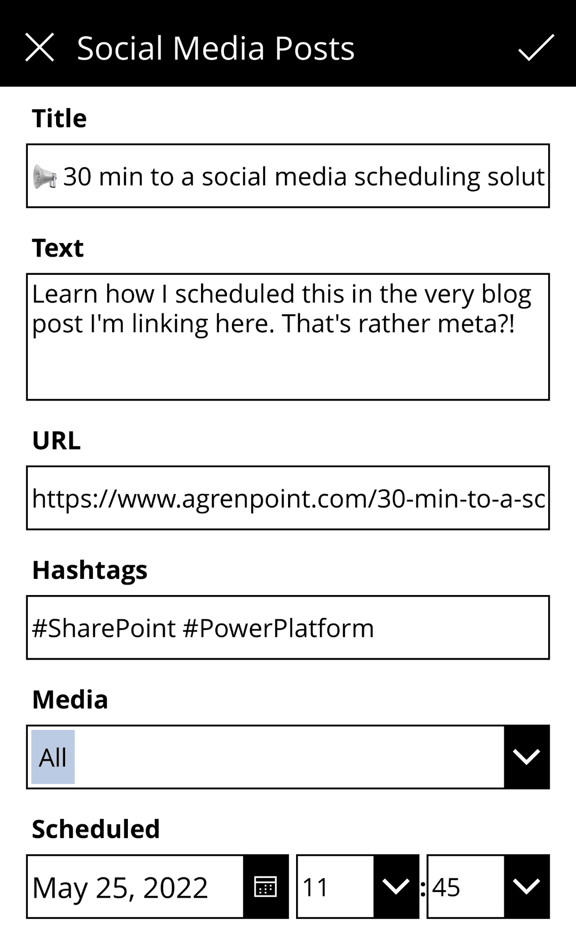 Figure 6: Scheduling post from the iPhone