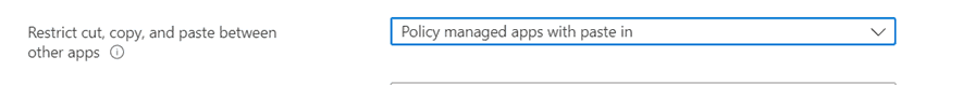 Figure 9: Create an APP policy and restricting copying between apps