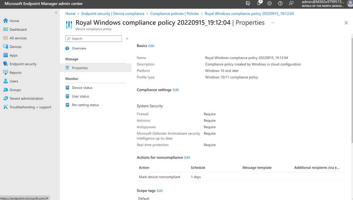 Compliance policy settings in Intune
